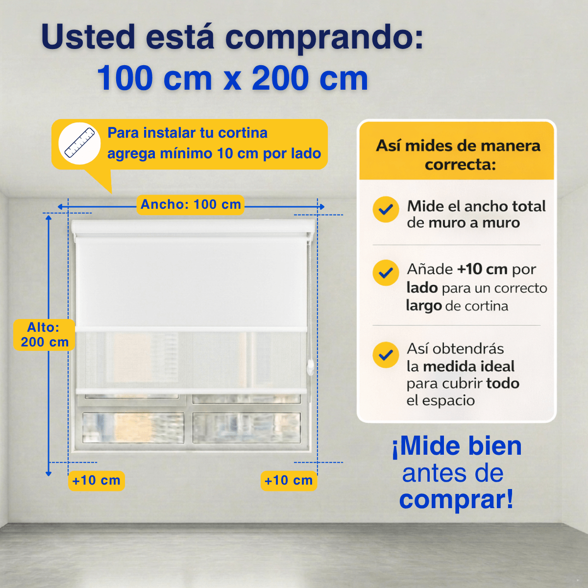 Cortina Roller Blackout 2 Paño Doble Con Visillo CON CENEFA - BLANCO LISO
