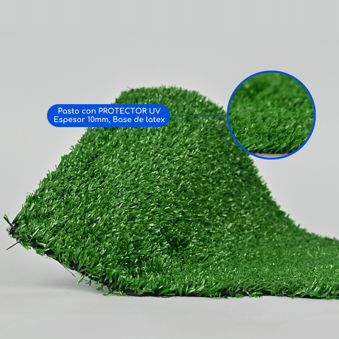 Pasto Sintético 10mm Rollo Realista Con Memoria