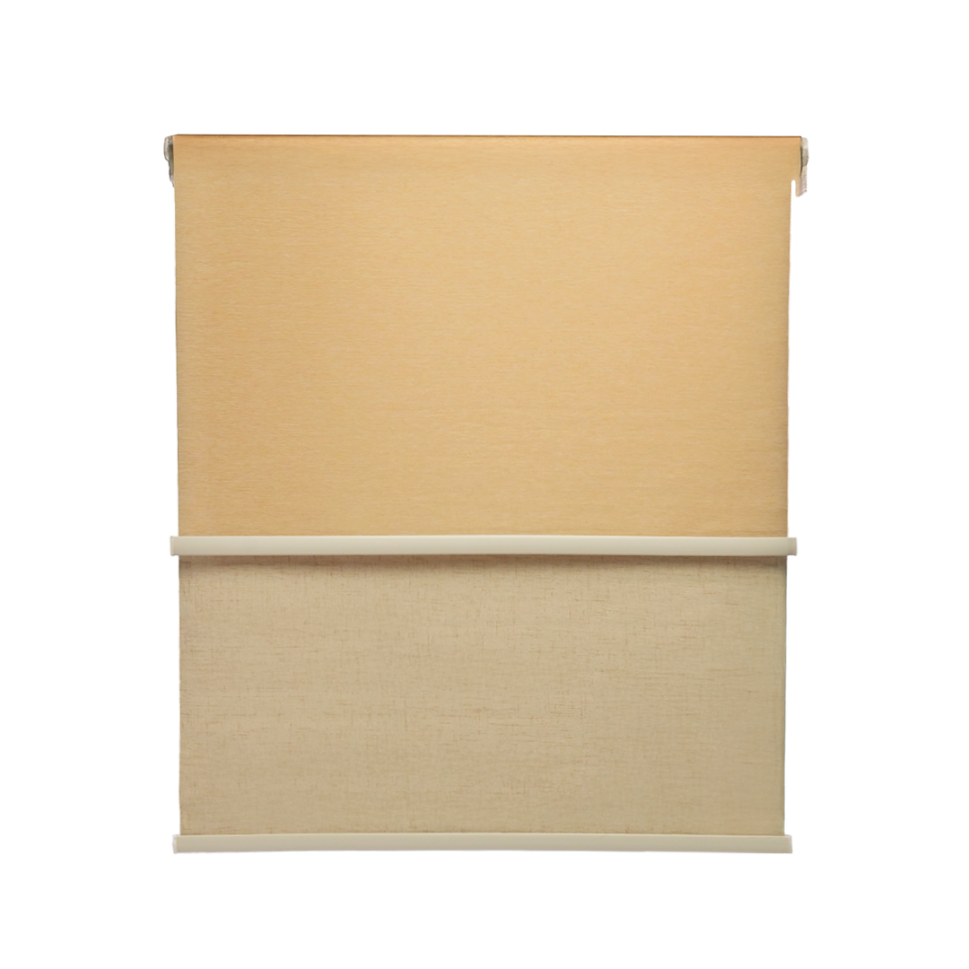 Cortina Roller Blackout 2 Paño Doble Con Visillo SIN CENEFA - BEIGE JASPEADO