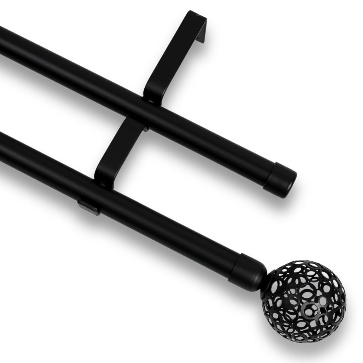 Barras De Cortina 19mm Extensibles Metálicas 120-210 Cm (NEGRO)