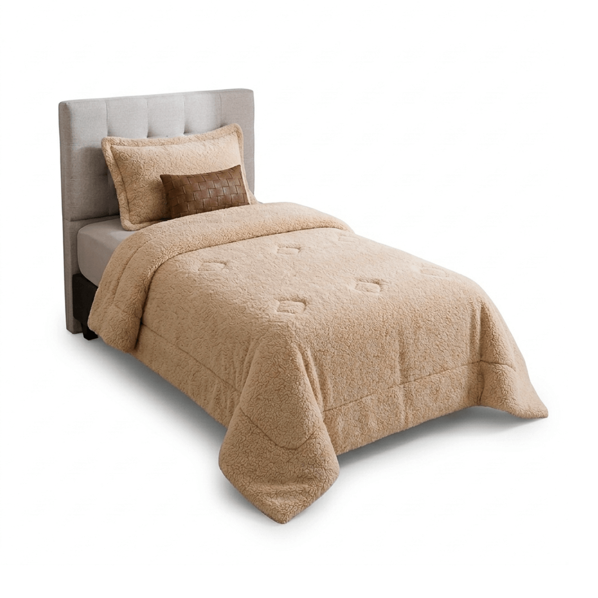 Plumón Cobertor Chiporro Premium Doble Textura Invierno Beige Guiza