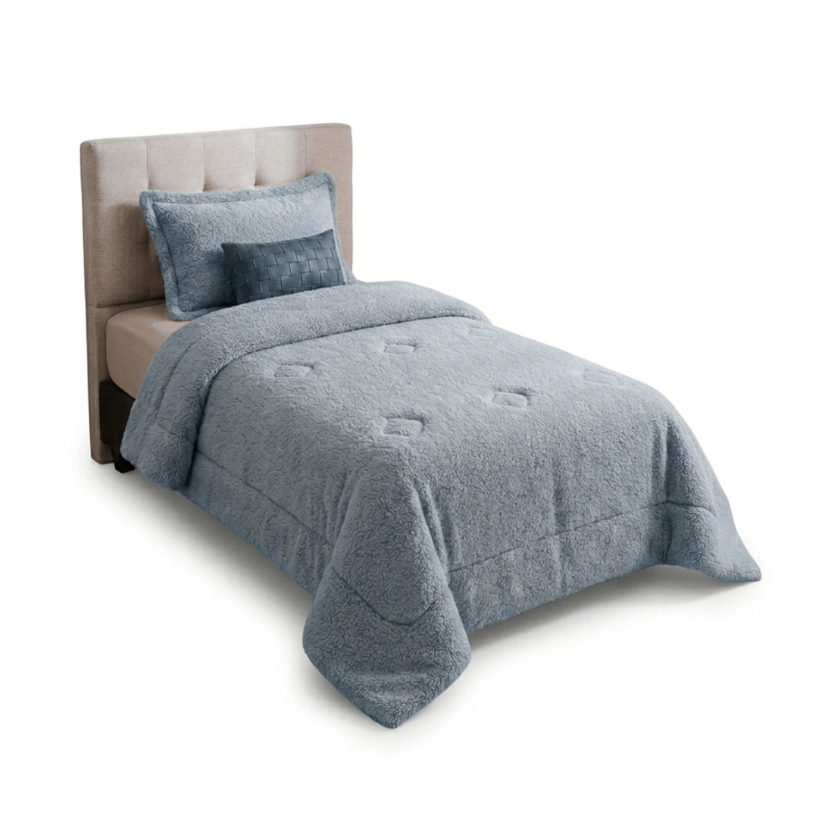 Plumón Cobertor Chiporro Premium Doble Textura Invierno Gris Azulado Guiza