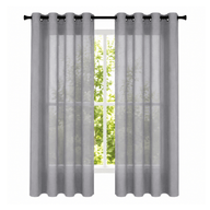 Cortina Visillo Velo Liso Traslúcido 2 Paños Gris Guiza