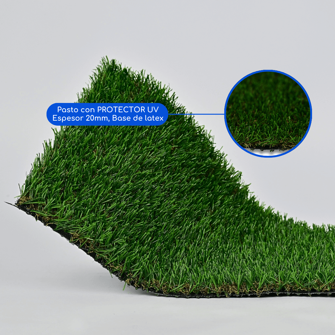 Pasto Sintético 20mm Rollo Realista Con Memoria