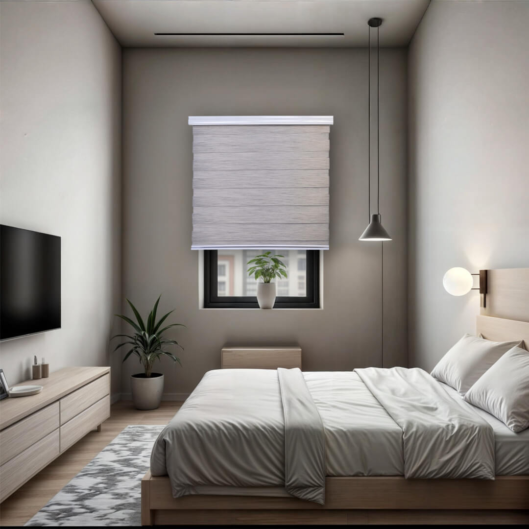 Cortina Roller Duo Zebra Día Y Noche - GRIS CLARO JASPEADO