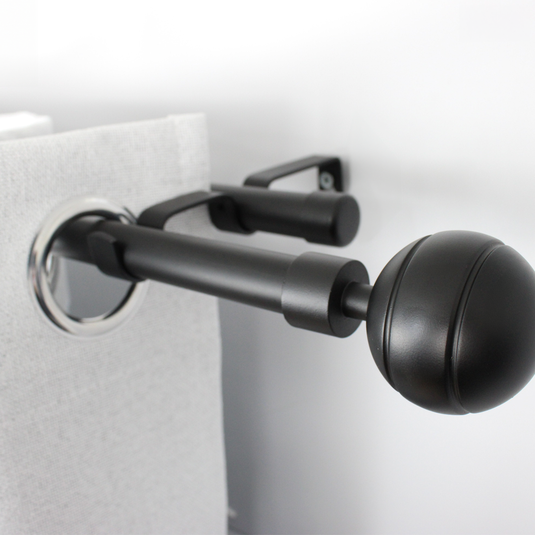 Barras De Cortina 19mm Extensibles Metálicas 120-210 Cm (NEGRO)