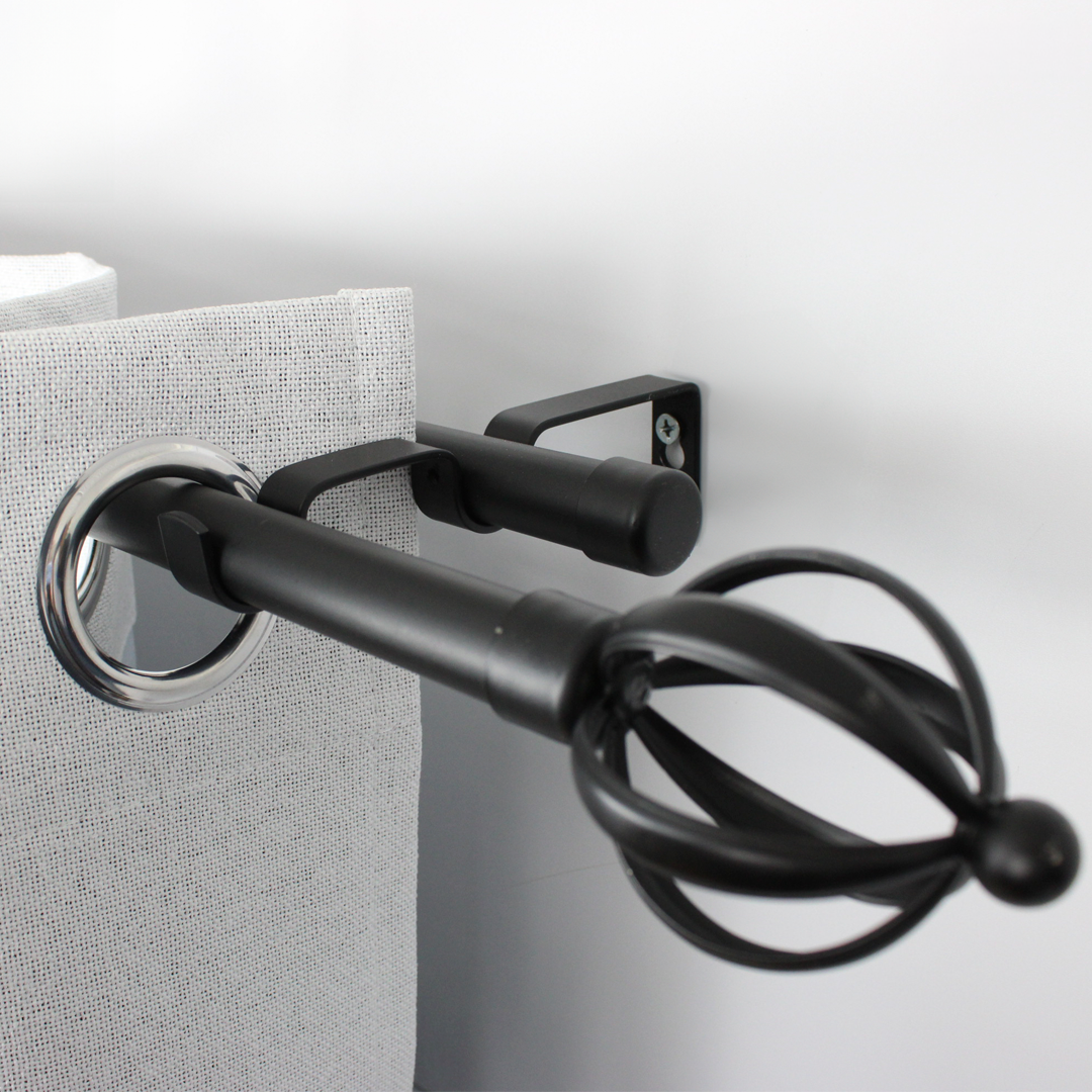 Barras De Cortina 19mm Extensibles Metálicas 120-210 Cm (NEGRO)