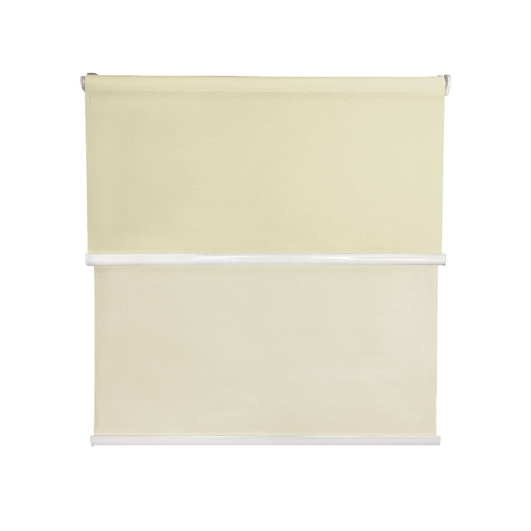 Cortina Roller Blackout 2 Paño Doble Con Visillo SIN CENEFA - BEIGE