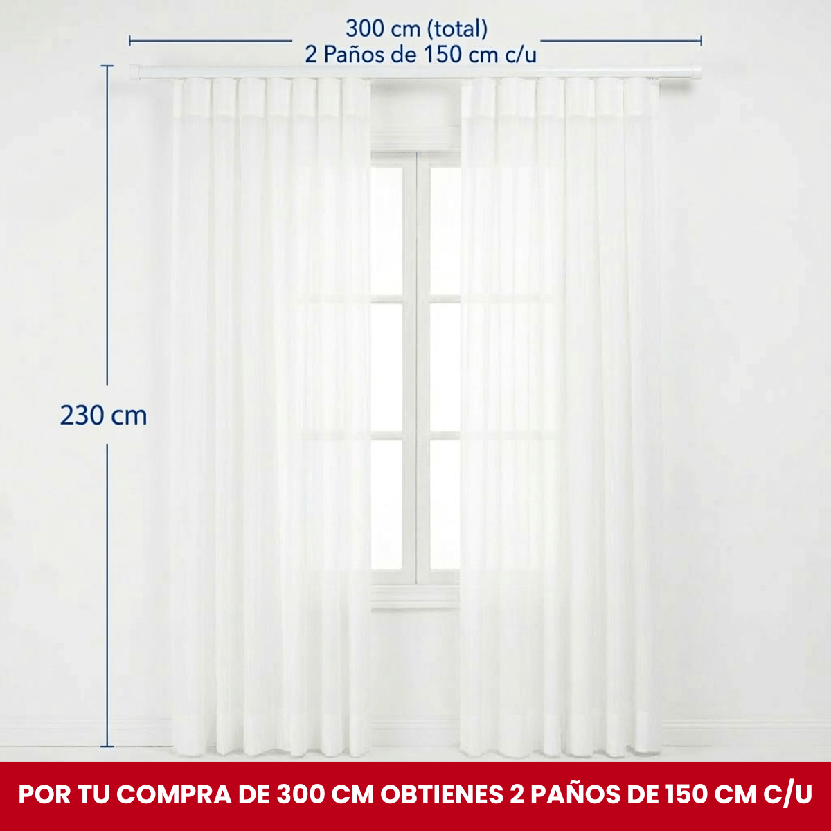 Cortina Roller Vertical 300x230 2 Paños 150 C/u Con Riel Blanca Guiza