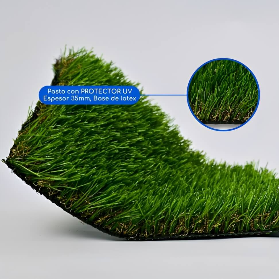 Pasto Sintético 35mm Rollo Realista Con Memoria