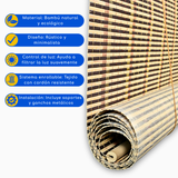 Cortina Roller Bambu Persiana Enrollable - CAFE RAYAS OSCURAS