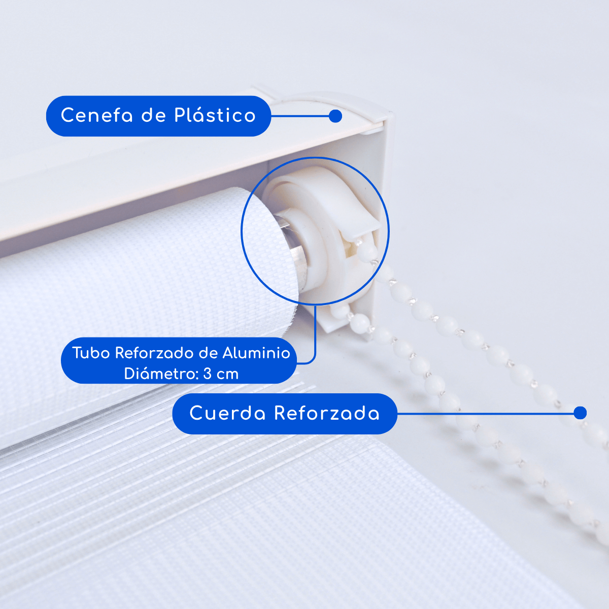 Cortina Roller Duo Dia y Noche Con Cenefa PVC - BLANCO