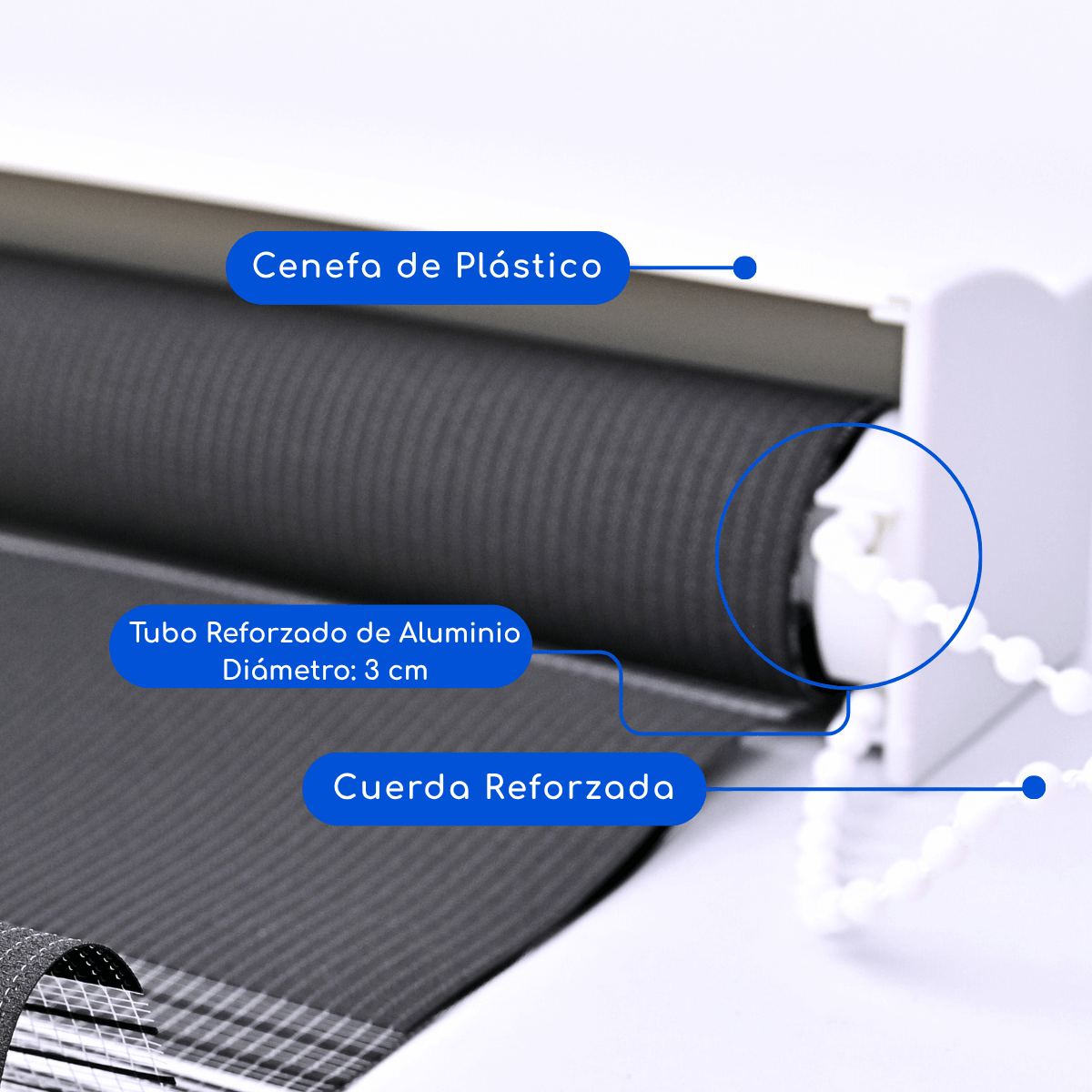 Cortina Roller Duo Dia y Noche Con Cenefa PVC - NEGRO