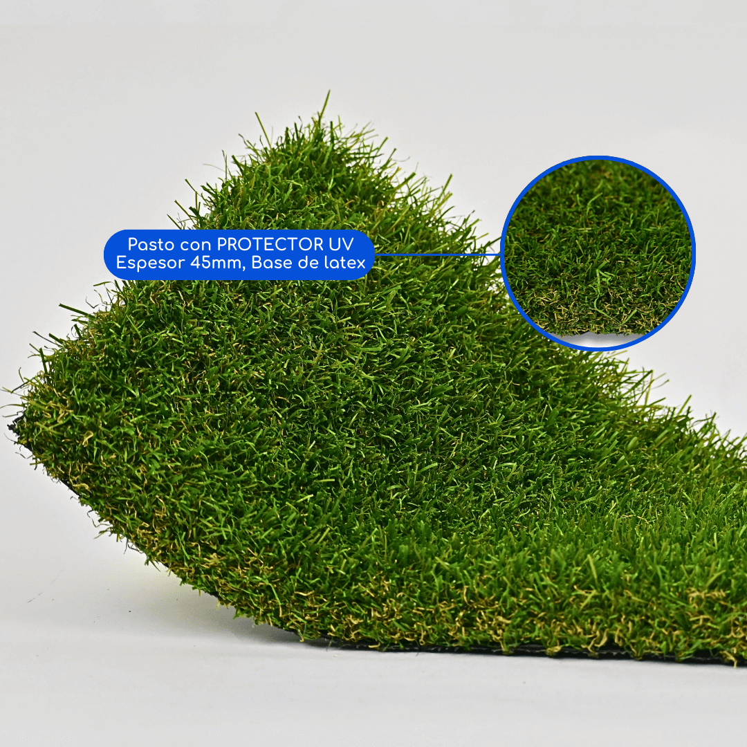 Pasto Sintético 45mm Rollo Realista Con Memoria