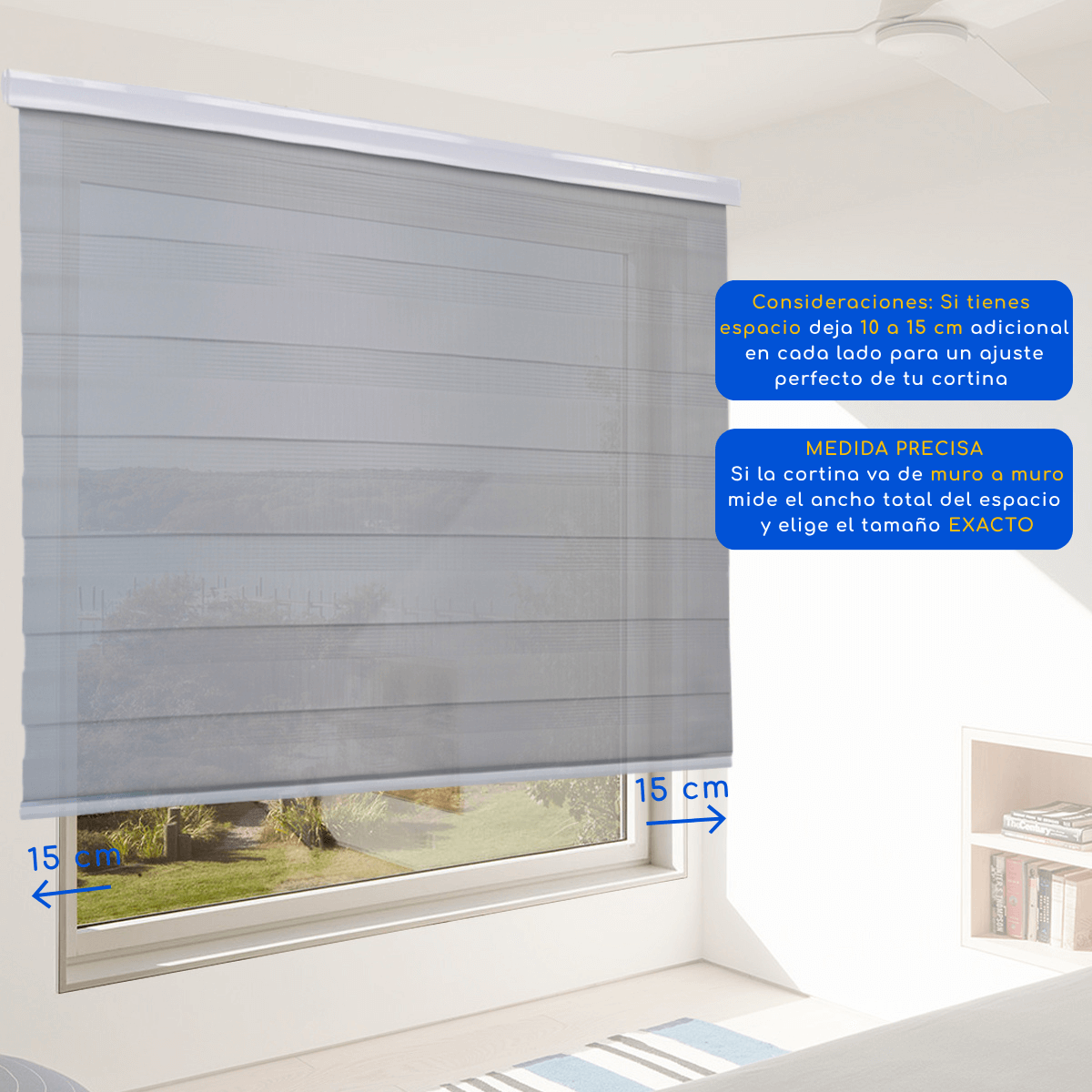 Cortina Roller Duo Dia y Noche Con Cenefa PVC - GRIS