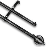 Barras De Cortina 19mm Extensibles Metálicas 120-210 Cm (NEGRO)