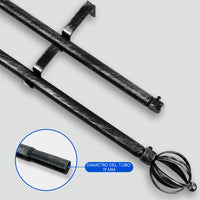 Barras De Cortina 19mm Extensibles Metálicas 120-210 Cm (NEGRO)