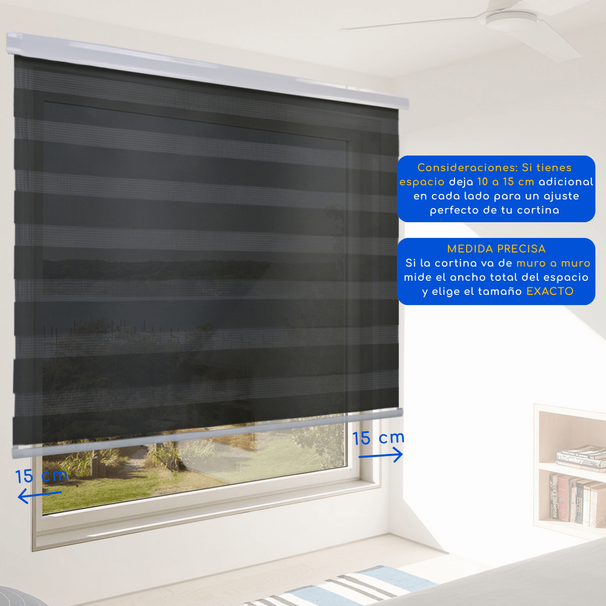 Cortina Roller Duo Dia y Noche Con Cenefa PVC - NEGRO