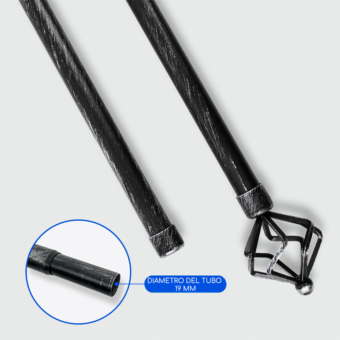 Barras De Cortina 19mm Extensibles Metálicas 120-210 Cm (NEGRO)