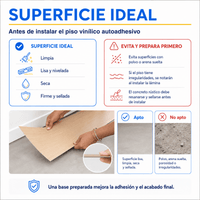 Piso Vinílico Autoadhesivo 91,44x15,24cm Antideslizante 5m2 36 piezas Beige Guiza