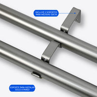 Barras De Cortina 25mm Extensibles Metálicas 120-210 Cm (PLATEADO)