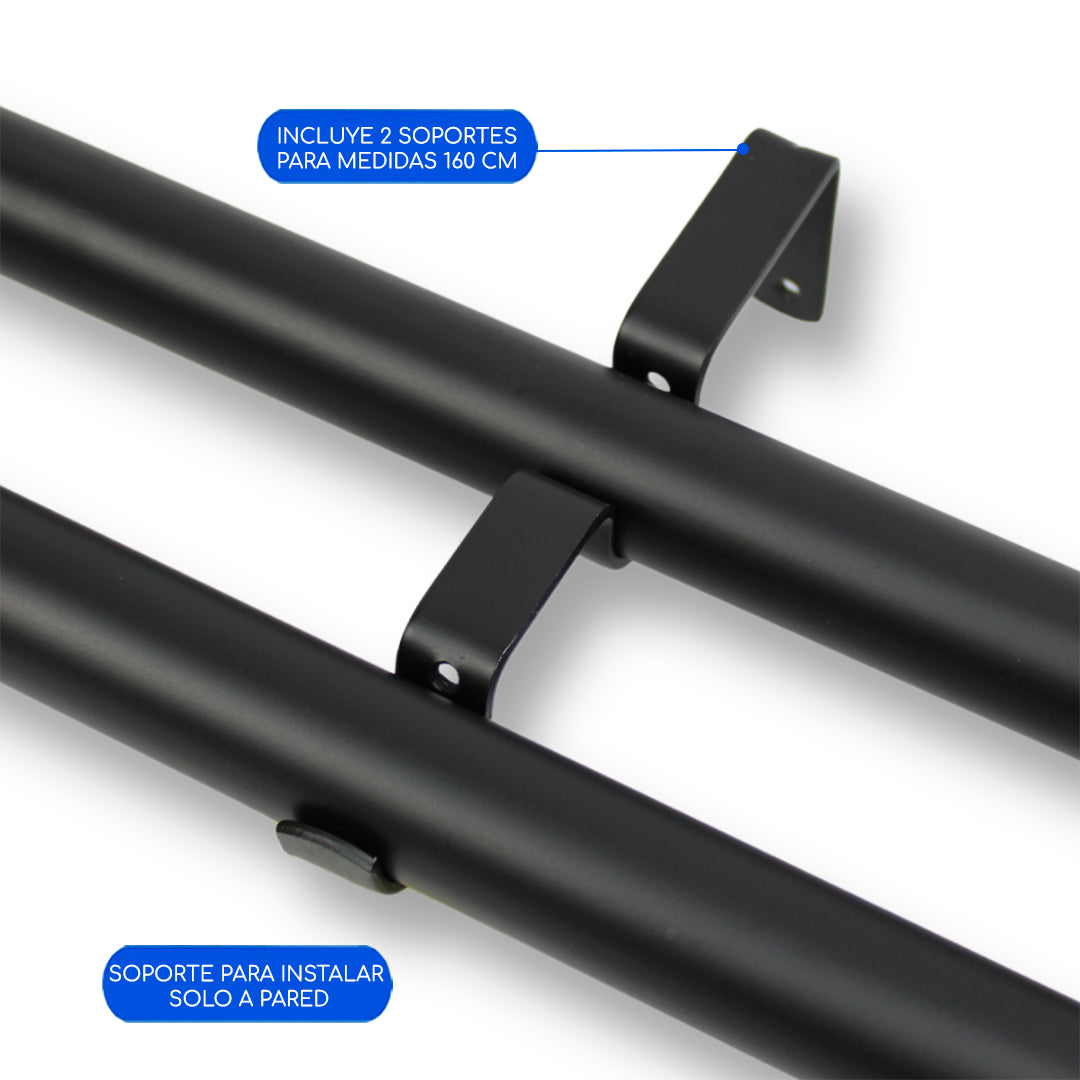 Barras De Cortina 25mm Extensibles Metálicas 160-300 Cm (NEGRO)