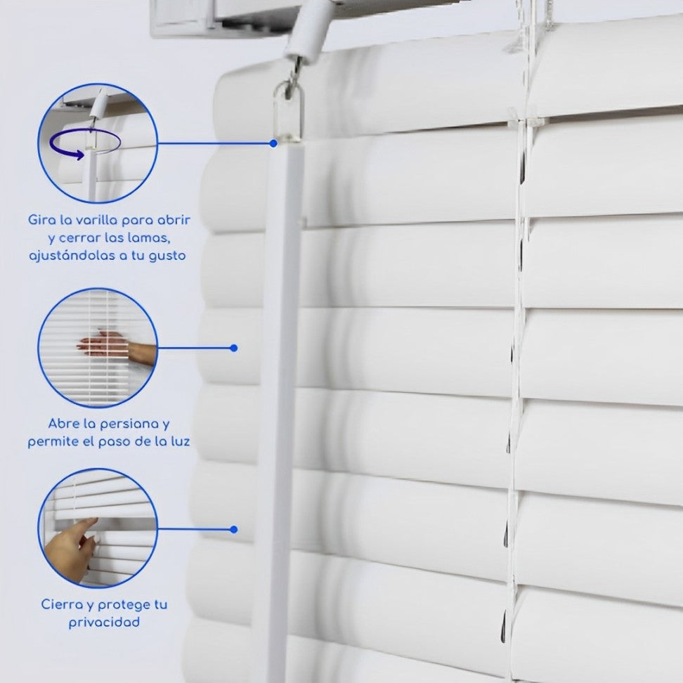 Cortina Roller Persiana Pvc Veneciana Manuales - BLANCO