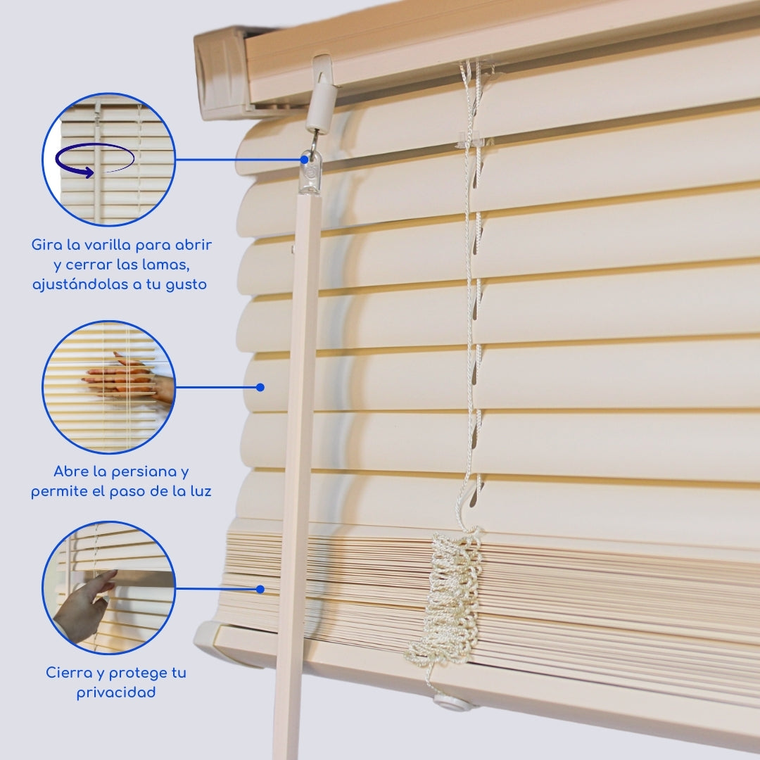 Cortina Roller Persiana Pvc Veneciana Manuales - BEIGE