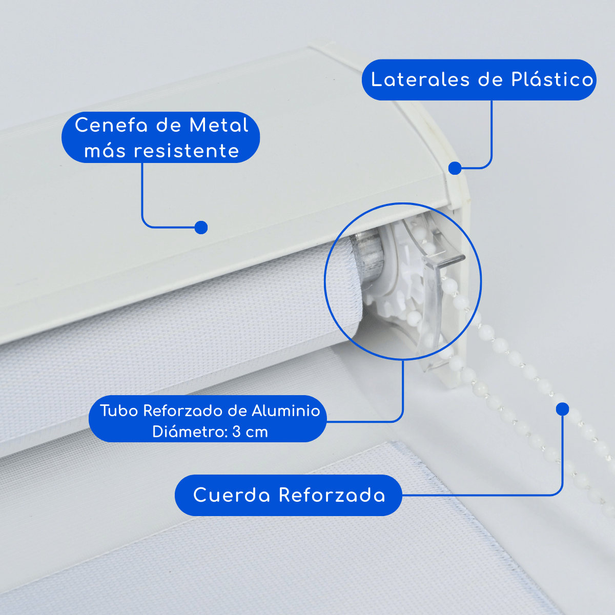 Cortina Roller Duo Blackout 100% Día y Noche Premium GRIS LISO