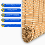 Cortina Roller Bambu Persiana Enrollable - CAFE CLARO