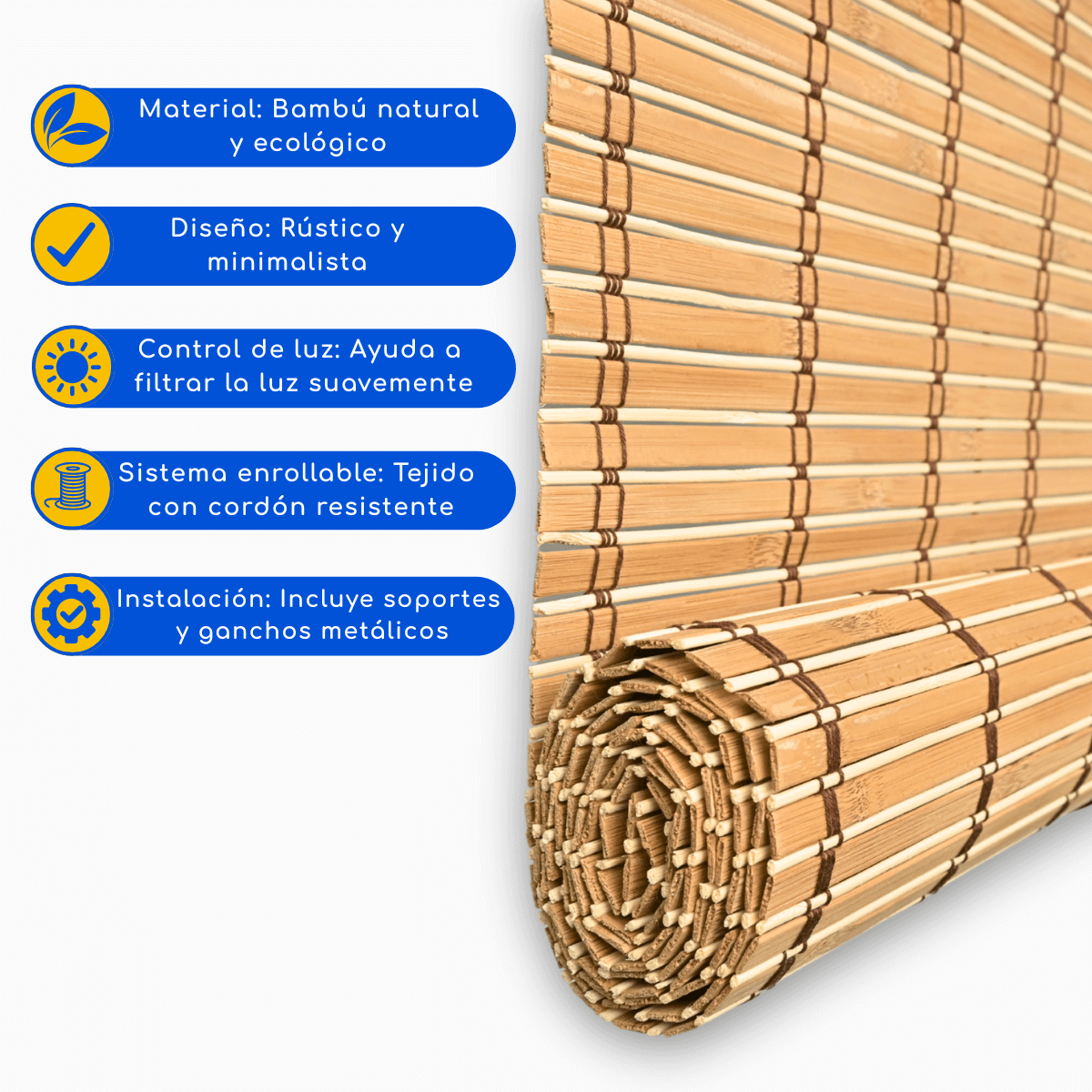 Cortina Roller Bambu Persiana Enrollable - CAFE CLARO