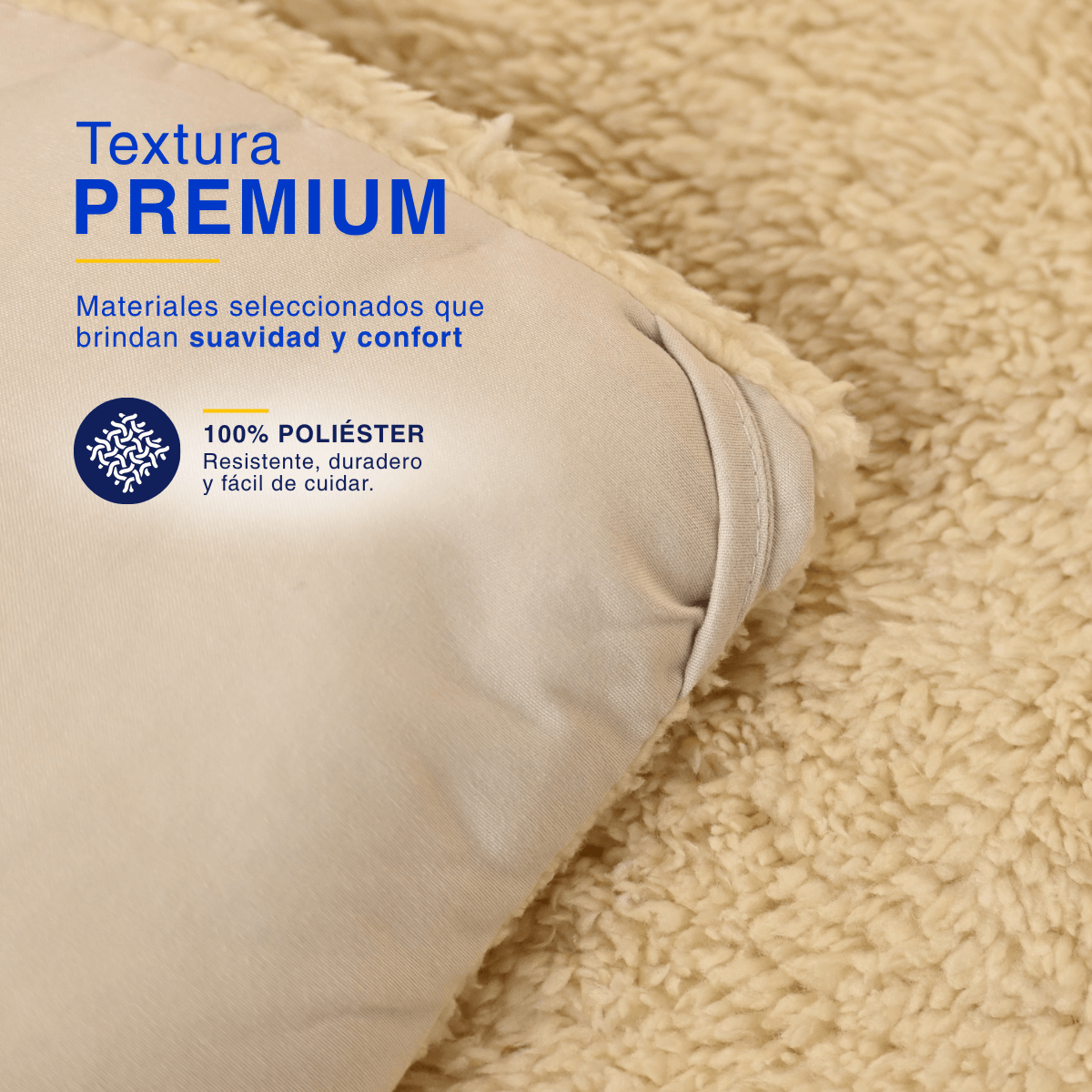 Plumón Cobertor Chiporro Premium Doble Textura Invierno Beige Guiza