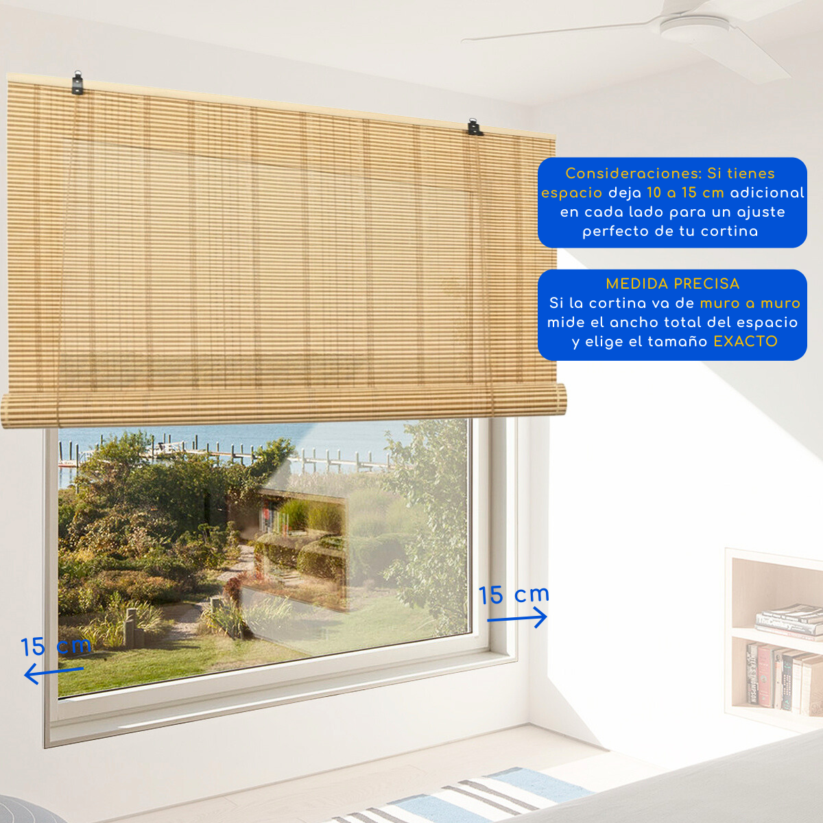 Cortina Roller Bambu Persiana Enrollable - NATURAL