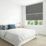 Cortina Roller Blackout Doble 2 Paño Con Visillo Gris Oscuro Lino SIN CENEFA