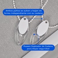 Cortina Roller Blackout Doble 2 Paño Con Visillo Gris Claro Lino SIN CENEFA