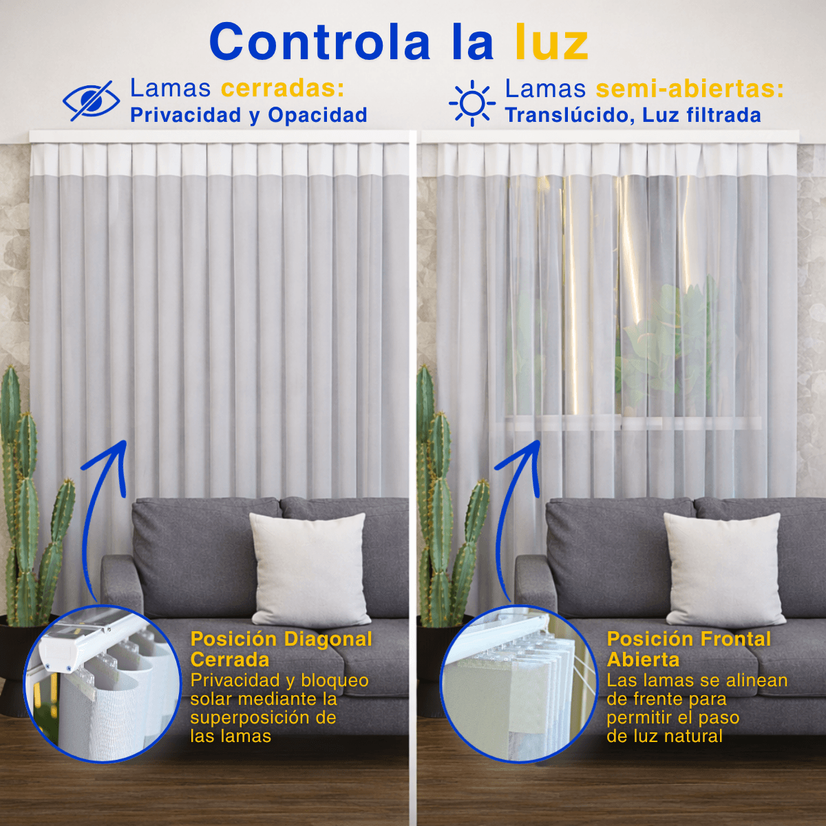 Cortina Roller Vertical 1 Paño Con Riel Gris Guiza