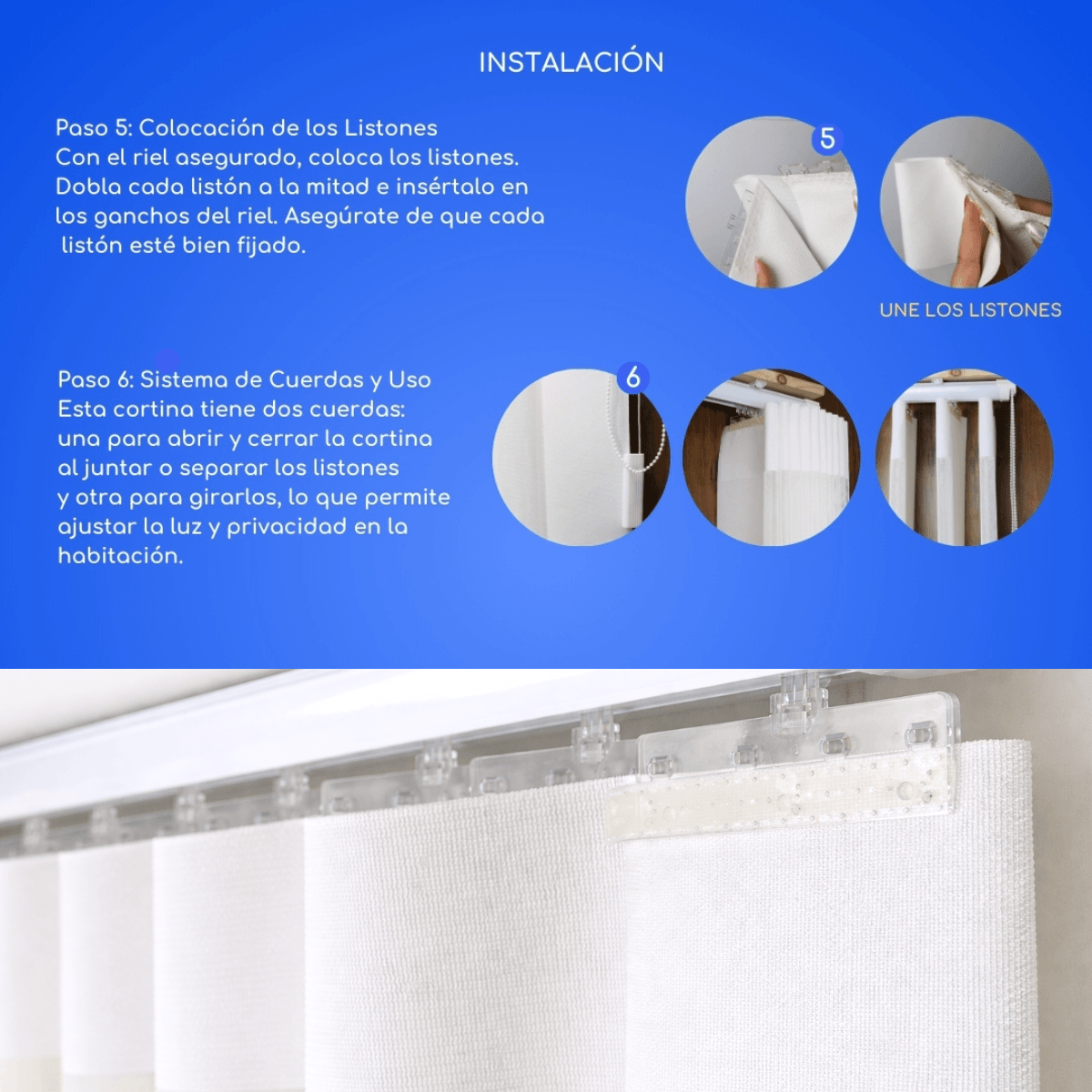Cortina Roller Vertical 2 Paños 150 C/u Con Riel Blanca Guiza