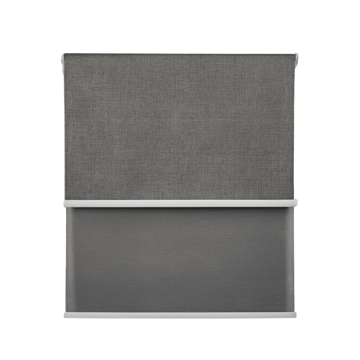 Cortina Roller Blackout Doble 2 Paño Con Visillo Gris Oscuro Lino SIN CENEFA