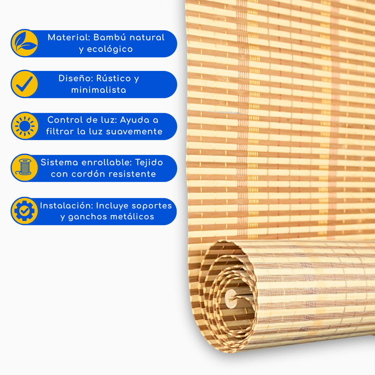 Cortina Roller Bambu Persiana Enrollable - NATURAL