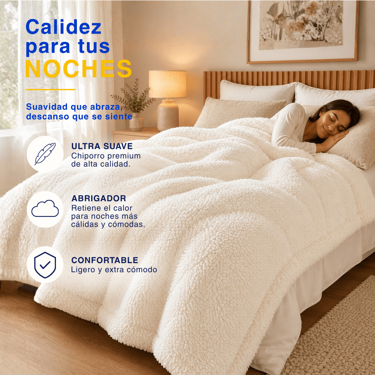 Plumón Cobertor Chiporro Premium Doble Textura Invierno Blanco Guiza