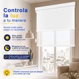 Cortina Roller Blackout 2 Paño Doble Con Visillo CON CENEFA - BLANCO NIEVE