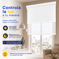Cortina Roller Blackout 2 Paño Doble Con Visillo CON CENEFA - BLANCO NIEVE