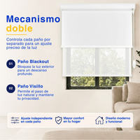 Cortina Roller Blackout 2 Paño Doble Con Visillo CON CENEFA - BLANCO LISO