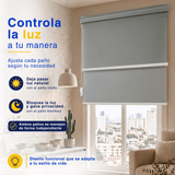 Cortina Roller Blackout 2 Paño Doble Con Visillo CON CENEFA - GRIS LISO