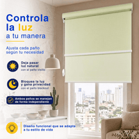 Cortina Roller Blackout 2 Paño Doble Con Visillo CON CENEFA - CREMA MANZANA