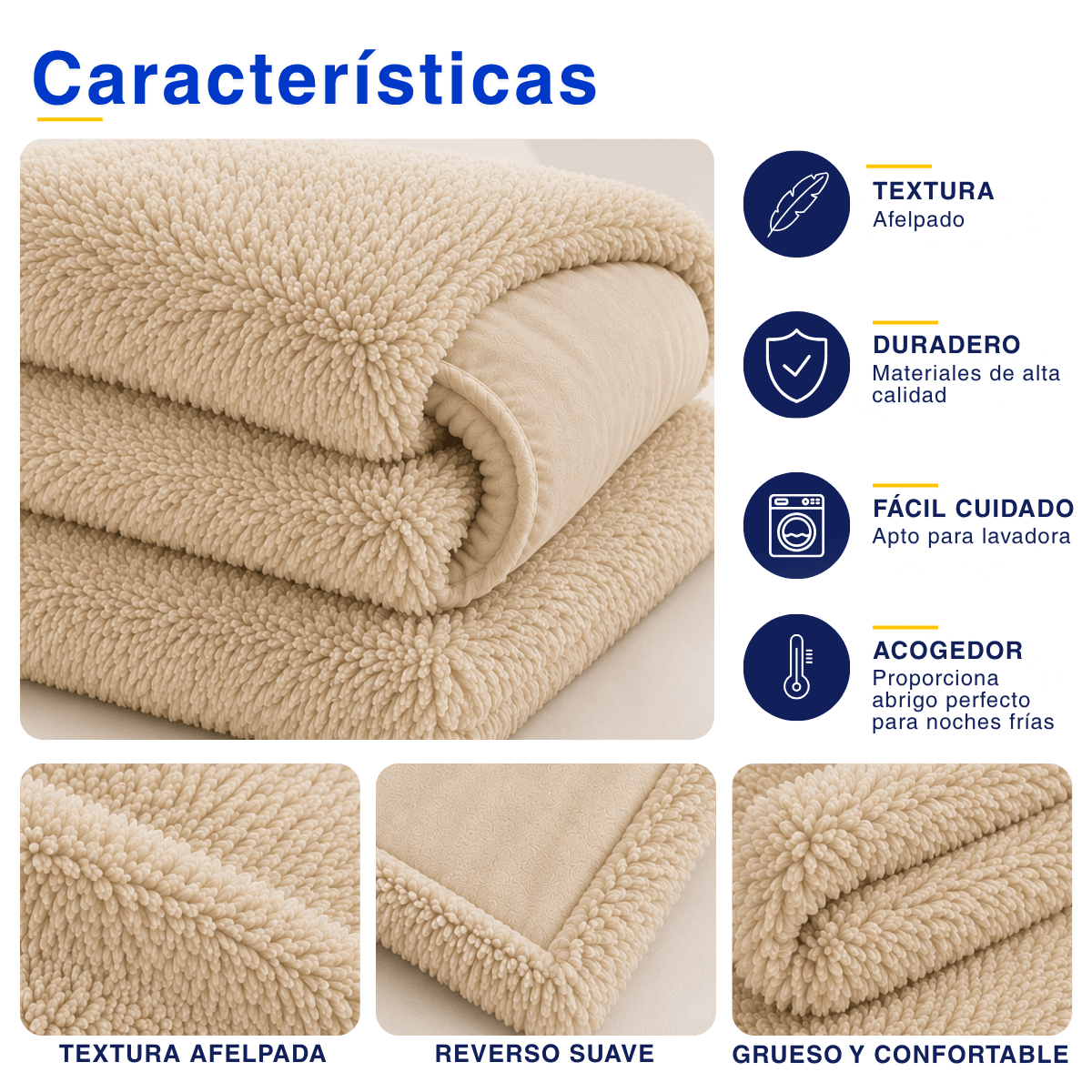 Plumón Cobertor Chiporro Premium Doble Textura Invierno Beige Guiza