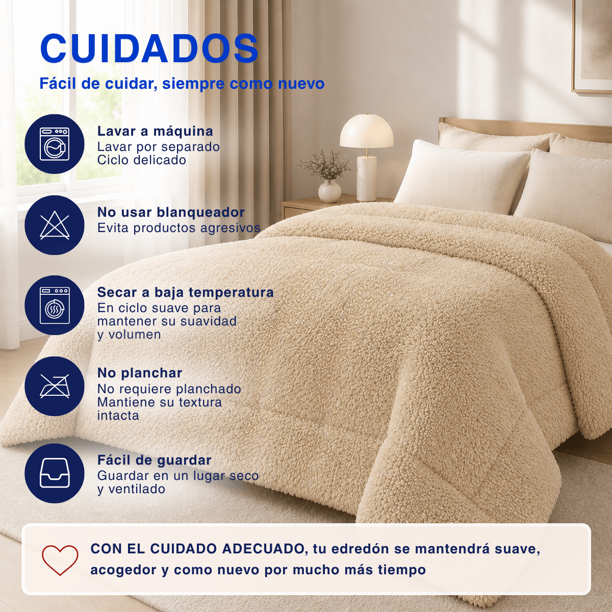 Plumón Cobertor Chiporro Premium Doble Textura Invierno Beige Guiza