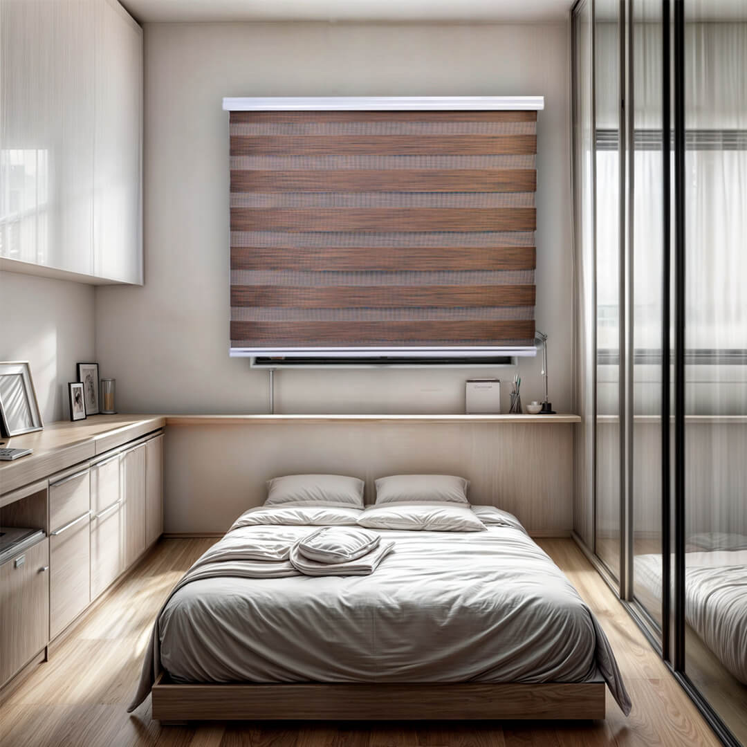 Cortina Roller Duo Zebra Día Y Noche - CAFE OSCURO JASPEADO