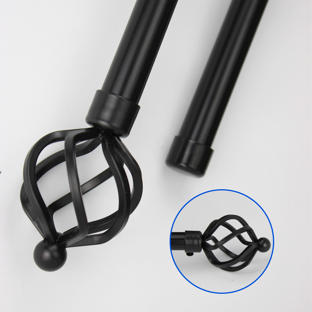 Barras De Cortina 19mm Extensibles Metálicas 120-210 Cm (NEGRO)