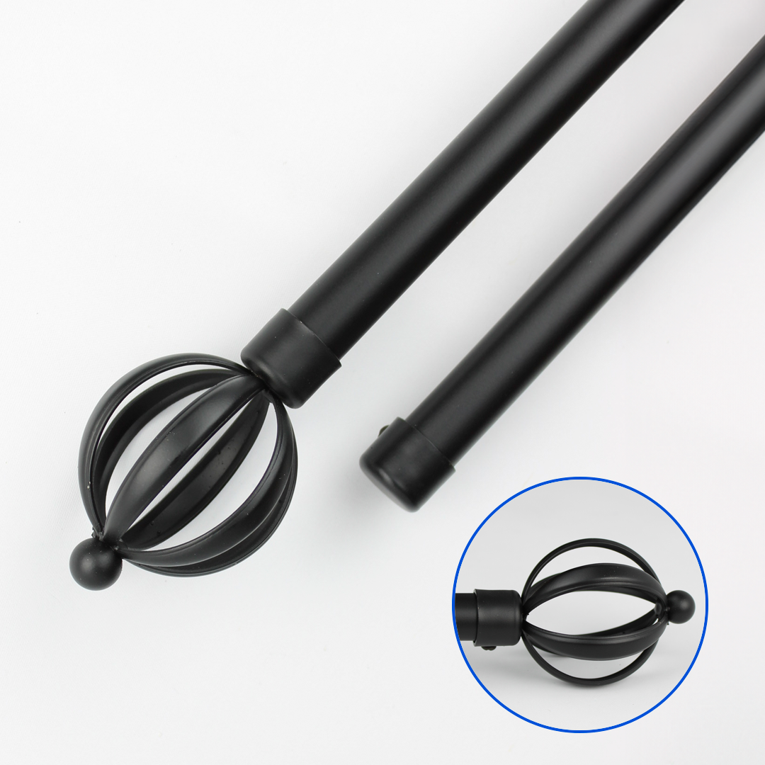 Barras De Cortina 19mm Extensibles Metálicas 120-210 Cm (NEGRO)
